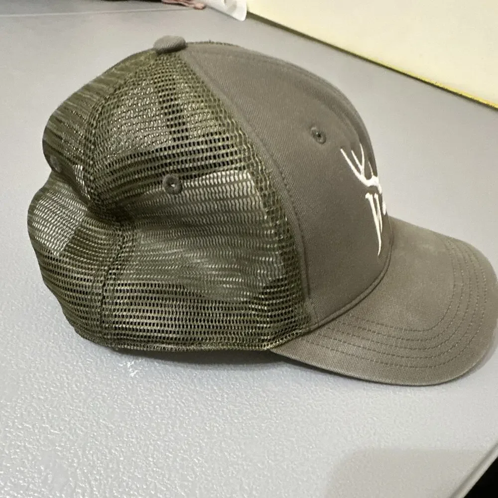 Carhartt Green Solid Trucker Hat Mesh Back Adjustable One Size Antler Logo